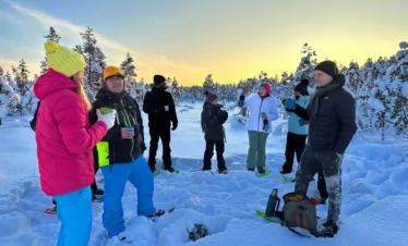 snowshoe hiking bog estonia winter