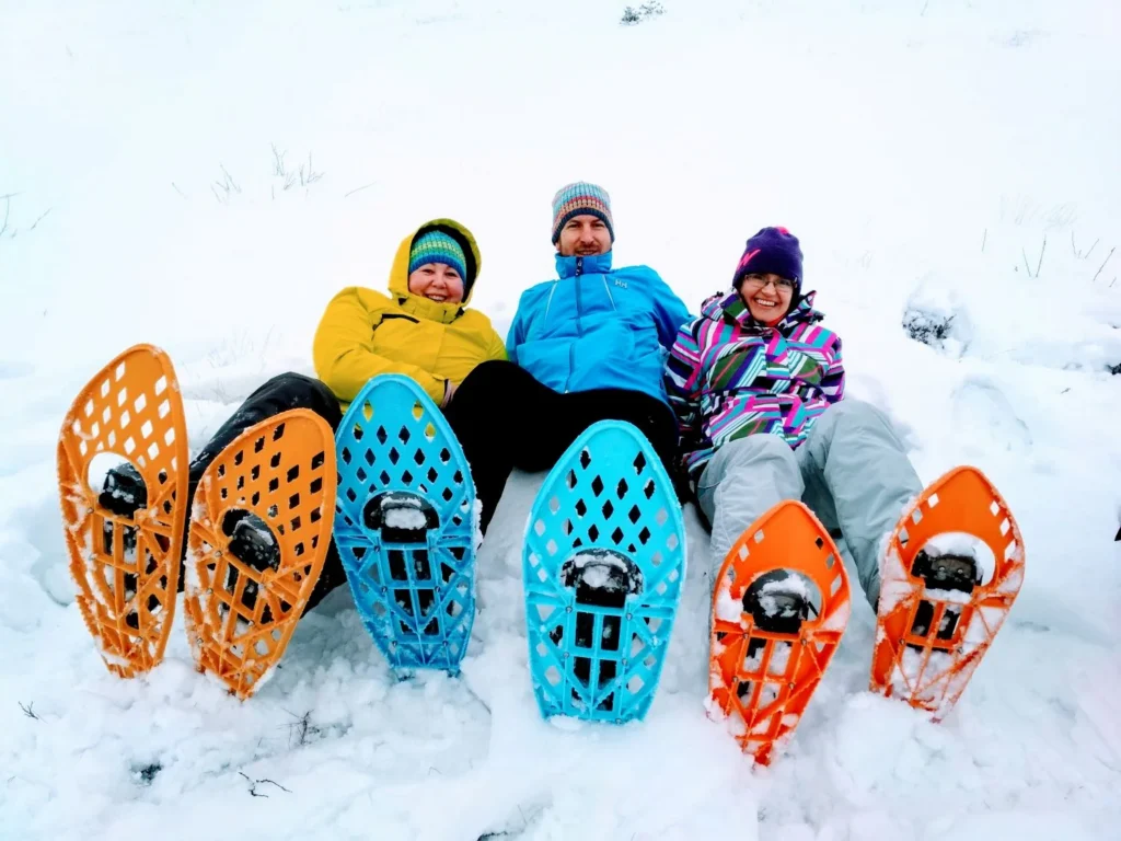 estonia winter snowshoe hiking bog